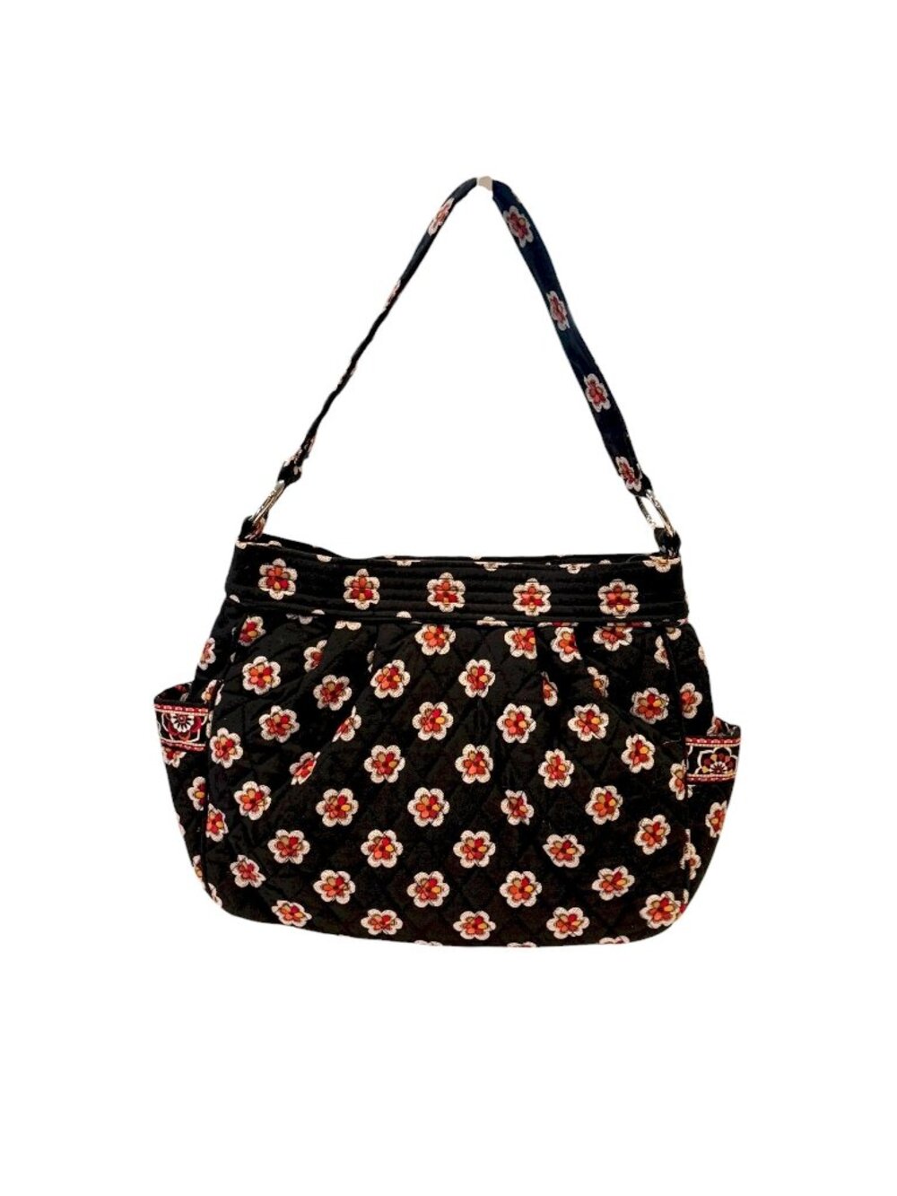 Vera Bradley Reversible Black Floral Quilted Grannycore Shoulder Tote Bag